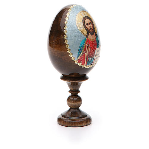 Russische Ei-Ikone, Christus Pantokrator, Decoupage, Gesamthöhe 13 cm 8