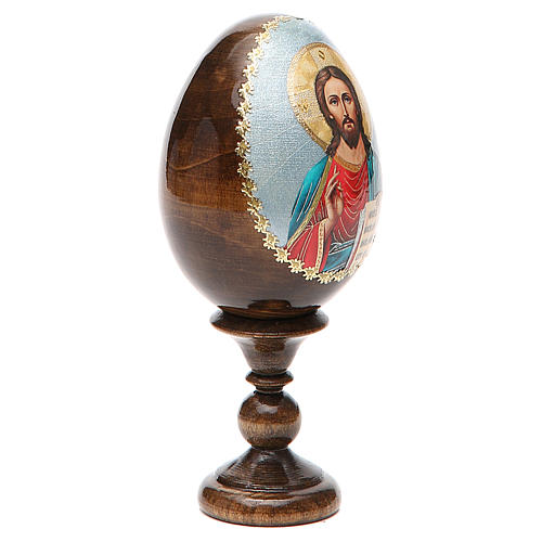 Russische Ei-Ikone, Christus Pantokrator, Decoupage, Gesamthöhe 13 cm 12