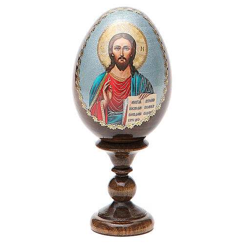 Russische Ei-Ikone, Christus Pantokrator, Decoupage, Gesamthöhe 13 cm 1