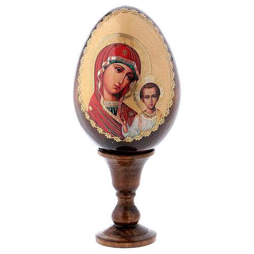 Russische Ei-Ikone, Gottesmutter von Kasan, Decoupage, Gesamthöhe 13 cm 1