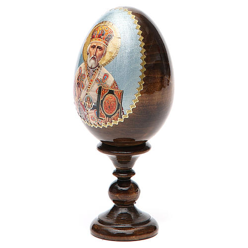 Russische Ei-Ikone, Heiliger Nikolaus, Decoupage, Gesamthöhe 13 cm 10