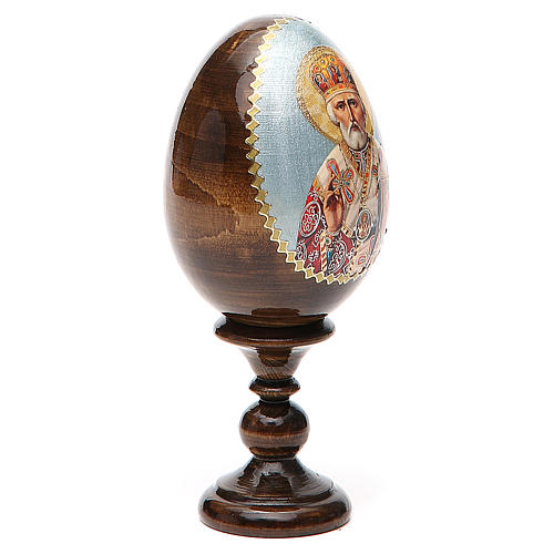 Uovo russo legno découpage San Nicola h tot. 13 cm 4