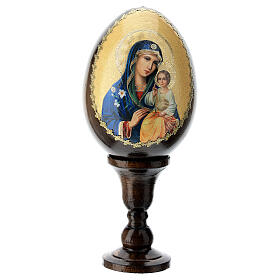 Huevo ruso de madera Virgen de los Lirios Blancos altura total 13 cm