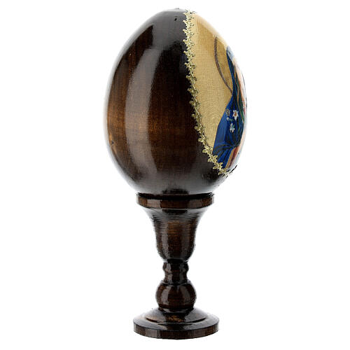 Huevo ruso de madera Virgen de los Lirios Blancos altura total 13 cm 3