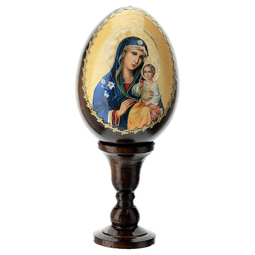 Jajko rosyjskie drewno decoupage Madonna Biała Lilia wys. całk. 13 cm 1