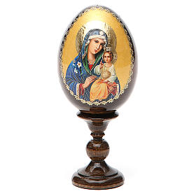 Ovos Russos Pintados: Ovo russo madeira découpage Nossa Senhora Lírio Branco h tot. 13 cm