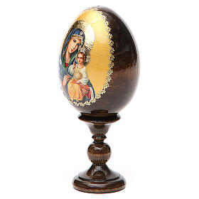 Ovos Russos Pintados: Ovo russo madeira découpage Nossa Senhora Lírio Branco h tot. 13 cm