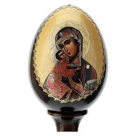 Russische Ei-Ikone, Gottesmutter von Feodorov, Decoupage, Gesamthöhe 13 cm