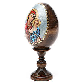 Russische Ei-Ikone, Gottesmutter von Smolensk, Decoupage, Gesamthöhe 13 cm
