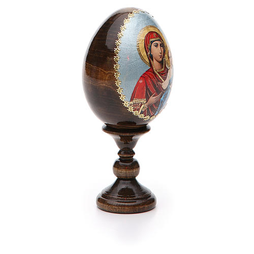 Russische Ei-Ikone, Gottesmutter von Smolensk, Decoupage, Gesamthöhe 13 cm 6