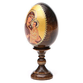 Russische Ei-Ikone, Gottesmutter von Tichvinskaja, Decoupage, Gesamthöhe 13 cm
