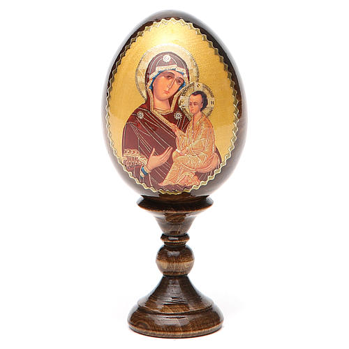 Russische Ei-Ikone, Gottesmutter von Tichvinskaja, Decoupage, Gesamthöhe 13 cm 8
