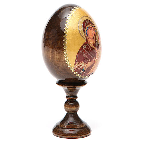 Russische Ei-Ikone, Gottesmutter von Tichvinskaja, Decoupage, Gesamthöhe 13 cm 11