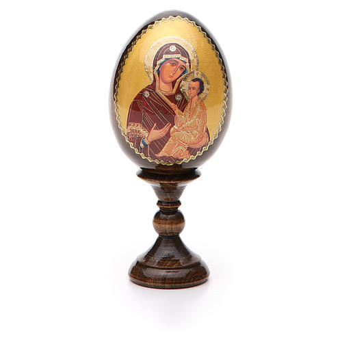 Huevo ruso de madera découpage Virgen Tikhvinskaya altura total 13 cm 5