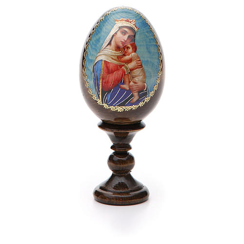Russische Ei-Ikone, Gottesmutter der Hoffnung, Decoupage, Gesamthöhe 13 cm 5