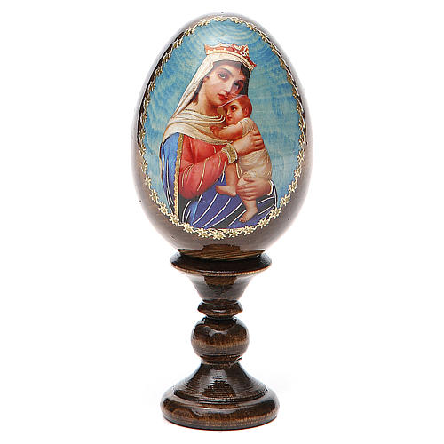 Russische Ei-Ikone, Gottesmutter der Hoffnung, Decoupage, Gesamthöhe 13 cm 1