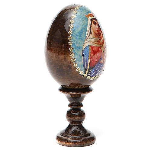 Russische Ei-Ikone, Gottesmutter der Hoffnung, Decoupage, Gesamthöhe 13 cm 4