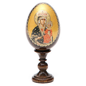 Russische Ei-Ikone, Gottesmutter von Chentohovskaya, Decoupage, Gesamthöhe 13 cm
