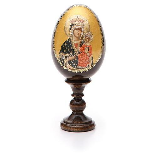 Russische Ei-Ikone, Gottesmutter von Chentohovskaya, Decoupage, Gesamthöhe 13 cm 5