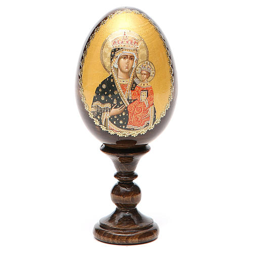 Russische Ei-Ikone, Gottesmutter von Chentohovskaya, Decoupage, Gesamthöhe 13 cm 8