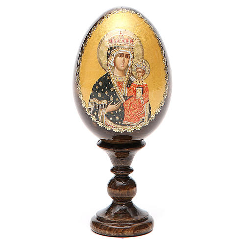 Russische Ei-Ikone, Gottesmutter von Chentohovskaya, Decoupage, Gesamthöhe 13 cm 1