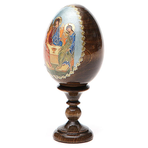Russische Ei-Ikone, Dreifaltigkeitsikone nach Rublev, Decoupage, Gesamthöhe 13 cm 2
