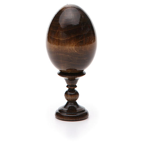 Huevo ruso de madera découpage Virgen de las Tres Manos altura total 13 cm 7