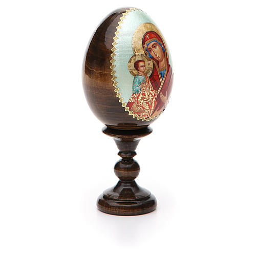 Huevo ruso de madera découpage Virgen de las Tres Manos altura total 13 cm 8