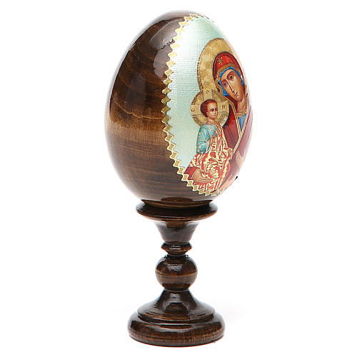 Huevo ruso de madera découpage Virgen de las Tres Manos altura total 13 cm 12