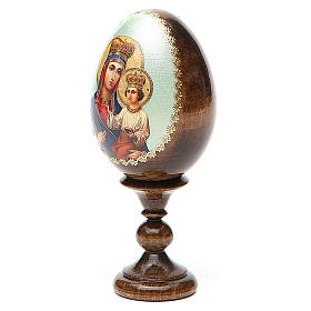 Russische Ei-Ikone, Gottesmutter von Ozeranskaya, Decoupage, Gesamthöhe 13 cm