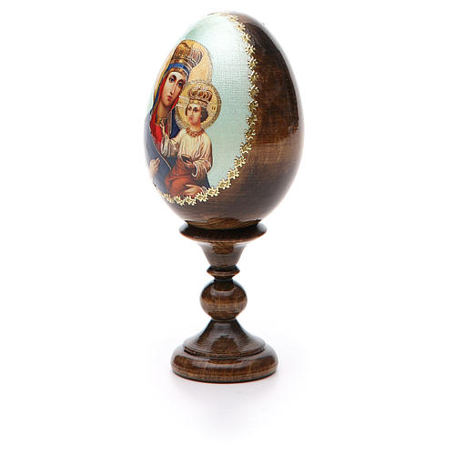 Russische Ei-Ikone, Gottesmutter von Ozeranskaya, Decoupage, Gesamthöhe 13 cm 6