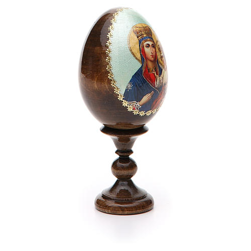 Russische Ei-Ikone, Gottesmutter von Ozeranskaya, Decoupage, Gesamthöhe 13 cm 8