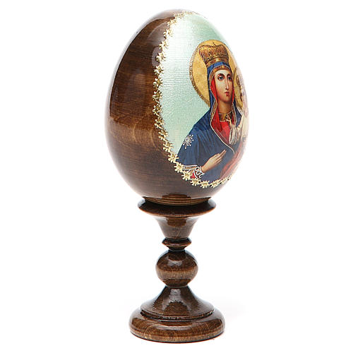 Russische Ei-Ikone, Gottesmutter von Ozeranskaya, Decoupage, Gesamthöhe 13 cm 12