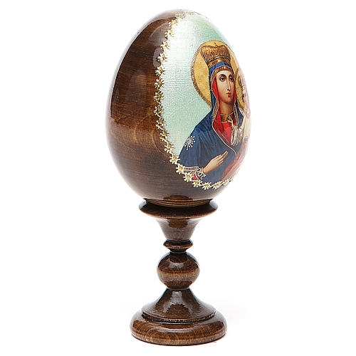 Russische Ei-Ikone, Gottesmutter von Ozeranskaya, Decoupage, Gesamthöhe 13 cm 4