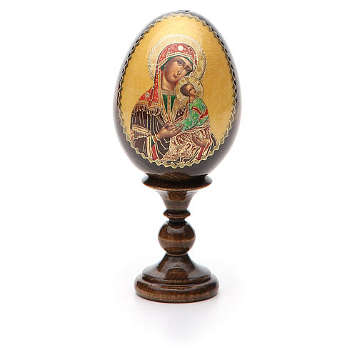Russische Ei-Ikone, Gottesmutter der Leidenschaft, Decoupage, Gesamthöhe 13 cm 5