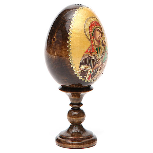 Russische Ei-Ikone, Gottesmutter der Leidenschaft, Decoupage, Gesamthöhe 13 cm 12