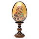 Huevo ruso de madera découpage Virgen con Niño fondo amarillo altura total 13 cm s9