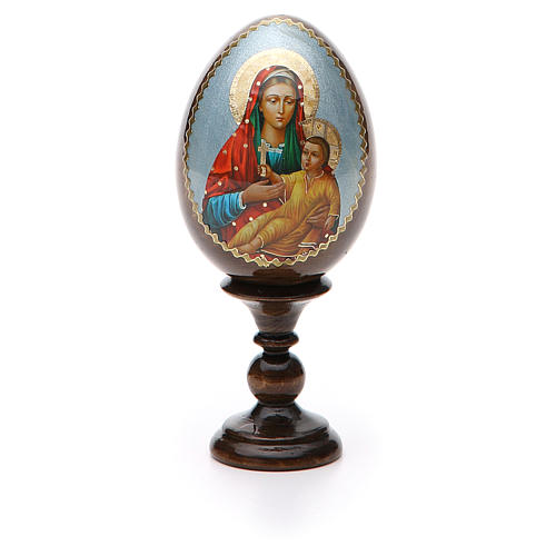 Russische Ei-Ikone, Gottesmutter von Kozelshanskaya, Decoupage, Gesamthöhe 13 cm 5