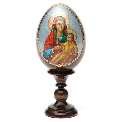 Russische Ei-Ikone, Gottesmutter von Kozelshanskaya, Decoupage, Gesamthöhe 13 cm 9