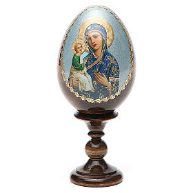 Russische Ei-Ikone, Gottesmutter von Jerusalemskaya, Decoupage, Gesamthöhe 13 cm