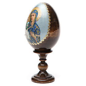 Russische Ei-Ikone, Gottesmutter von Jerusalemskaya, Decoupage, Gesamthöhe 13 cm