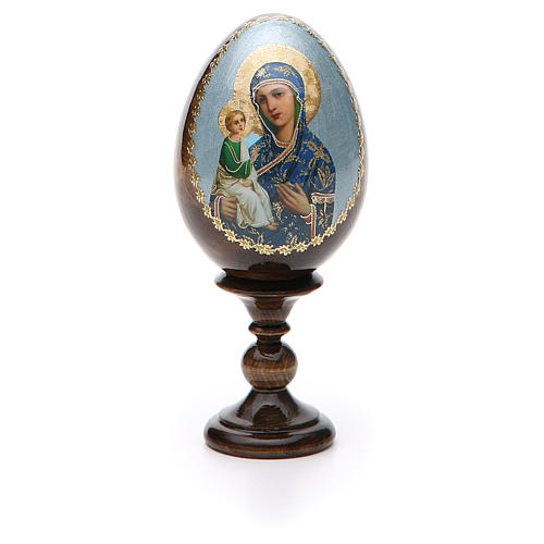 Russische Ei-Ikone, Gottesmutter von Jerusalemskaya, Decoupage, Gesamthöhe 13 cm 5