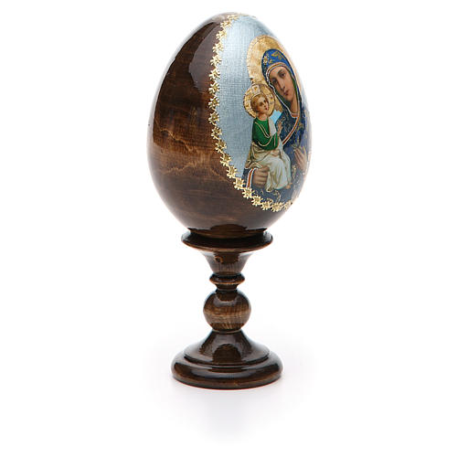 Russische Ei-Ikone, Gottesmutter von Jerusalemskaya, Decoupage, Gesamthöhe 13 cm 8