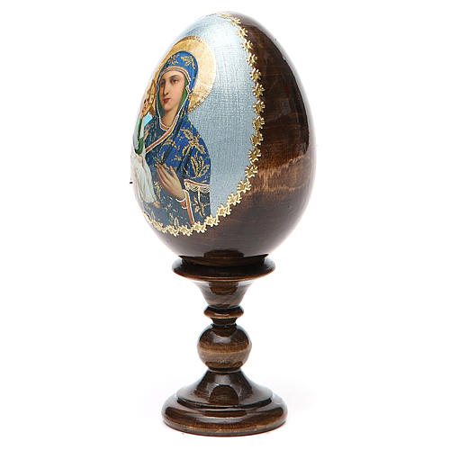 Russische Ei-Ikone, Gottesmutter von Jerusalemskaya, Decoupage, Gesamthöhe 13 cm 10