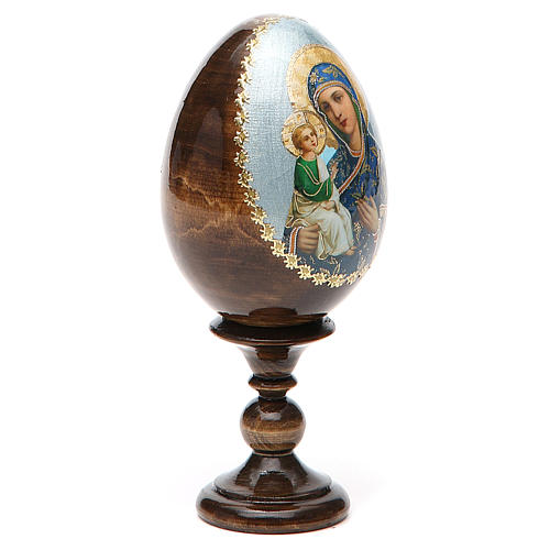 Russische Ei-Ikone, Gottesmutter von Jerusalemskaya, Decoupage, Gesamthöhe 13 cm 12