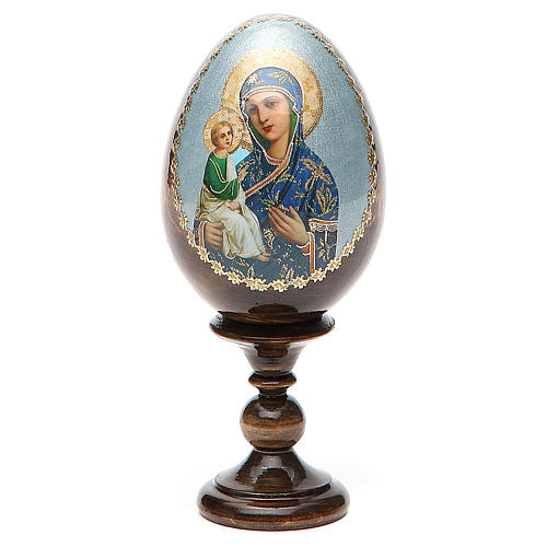 Russische Ei-Ikone, Gottesmutter von Jerusalemskaya, Decoupage, Gesamthöhe 13 cm 1