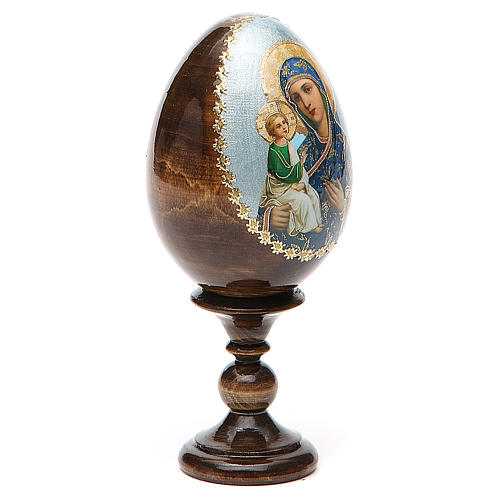 Russische Ei-Ikone, Gottesmutter von Jerusalemskaya, Decoupage, Gesamthöhe 13 cm 4