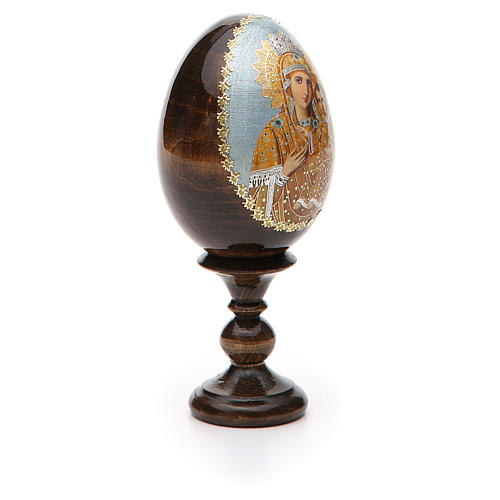 Russische Ei-Ikone, mahnende Muttergottes, Decoupage, Gesamthöhe 13 cm 8