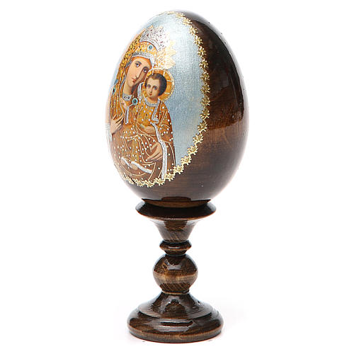 Russische Ei-Ikone, mahnende Muttergottes, Decoupage, Gesamthöhe 13 cm 10
