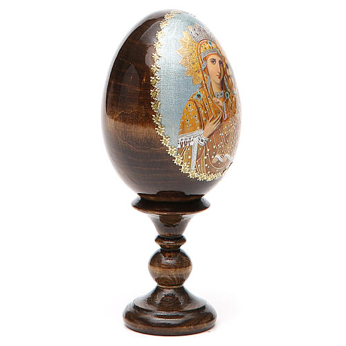 Russische Ei-Ikone, mahnende Muttergottes, Decoupage, Gesamthöhe 13 cm 12